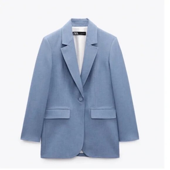 Zara Straight Cut Blue Blazer - Like New - Picture 4 of 8